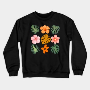 Tropical Plants and Flowers Seamless Pattern Crewneck Sweatshirt